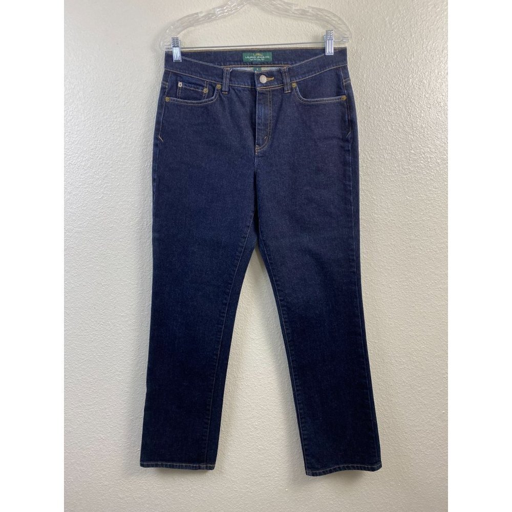 💜 Lauren Ralph Lauren Straight Leg Jeans  Womens 8 Blue Casual dark‎ wash Mid